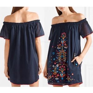 Tory Burch • Wildflower Embroidered Beach Dress in Navy